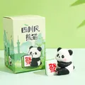 Cute resin panda figurine holding a Mahjong tile with a themed green gift box - Mahjong / Color Box