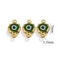 Set of 3 18K gold-plated 6mm green evil eye enamel charms with 7mm height and 1.5mm holes - Double Hole / Gold-Green