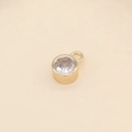 Round 14k gold-plated 5mm zircon birthstone pendant for DIY jewelry making - White