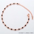 Detail view of 4.0mm width copper bracelet with black stones and lobster clasp - Bracelet / Rose Gold / Black Zirconia