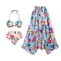 Ensemble de maillot de bain 3 pièces imprimé floral avec haut licou et jupe longue - S / Ensemble bikini licou et jupe