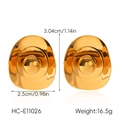 Detailed dimensions and weight of gold irregular oval stainless steel stud earrings - Gold Style (HC-E11026) / Gold
