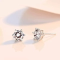 Classic S925 sterling silver round stud earrings with six-prong brilliant cubic zirconia - Six-Prong Studs