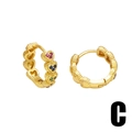 Minimalist gold heart earrings set with vibrant colorful zircon stones on white background - Continuous Heart Design (C)