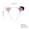 Cerchietto con orecchie di gatto in peluche bianco con glitter rosa e macchie nere - Cerchietto Orecchie di Gatto Bianco Glitter Rosa Morbido