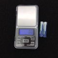 Digital pocket scale with stainless steel tray and blue LCD display for jewelry weighing - Electronic Pocket Scale (500g/0.1g)