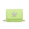 Green quilted PU crossbody bag for kids featuring a sparkling silver star decoration - Green