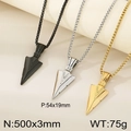 Arrowhead pendant necklace in matte black, silver, and gold finish stainless steel - Three-Color Set (KN293803-K)