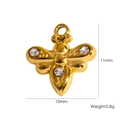 Golden bee pendant with clear crystals for jewelry making 11mm x 10mm DIY charm - Small Bee-004 / Gold-White Zirconia