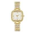 Montre à quartz carrée dorée pour femme sertie de cristaux avec bracelet et cadran blanc - Montre Unique Or