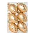 Set van 6 mat gouden American football kerstornamenten in transparante verpakking voor kerst - Goud
