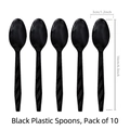 Set of 10 black racing theme plastic spoons with non-slip handles for party supplies - Black Spoons 10pcs