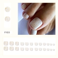 Uñas postizas blancas brillantes para pies con lámina de oro, set completo de 24 piezas - F103 Fragmentos De Destello [tipo Pegamento]