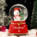 Christmas snowman crystal ball music box with red base and golden bells decoration - Christmas Snowman (4136) / 8cm Music + Light
