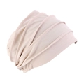 Soft beige pleated turban headwear for women, ideal for chemo or sleep comfort - One Size / Beige