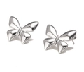 Polished silver butterfly stud earrings in minimalist 14K vacuum plated stainless steel - Minimalist Butterfly Studs / Silver