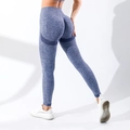 Geleerde blauwe yoga legging met hoge taille en naadloos push-up effect voor billen - M / Blauw
