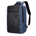 Men's blue and black laptop backpack with multi-compartments and USB port feature - 1327 Blue