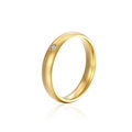 Anillo minimalista de 3mm en acero inoxidable dorado con cristal sobre fondo blanco - Dorado