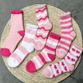 Fuzzy coral fleece mid-calf socks with pink heart patterns and striped designs - One Size / Mixed Six Pink Colors