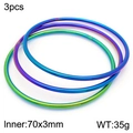 Set of 3 rainbow gradient plated titanium steel bangles with 70mm inner diameter - 3Pcs Set-Rainbow Gradient (KB181553-KFC)
