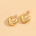 Minimalistische dicke C-Form Creolen mit Vergoldung und polierter Oberfläche - 6*18mm / Gold