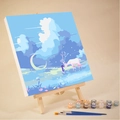 DIY digital oil painting kit featuring a blue night sky, white deer design, and 12 colors - AVN99 White Deer and Figure