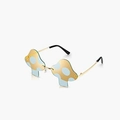 Quirky mushroom shaped sunglasses with blue-green lenses and gold metal frames - Blue with Gold Mirror