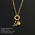 Elegante 14K vergulde roestvrijstalen ketting met L-initiaal en geel kristal hanger - Letter Y