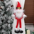 Christmas gnome curtain buckle featuring red plush long hat and white beard decoration - Faceless Santa Style