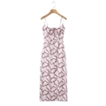 Lichtroze midi-jurk met bloemenprint, dunne bandjes en trekkoord in een slim-fit - S / Lotusroze