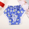 Blue dog physiological pants with yellow floral print and elastic waist for small pets - Blue Floral