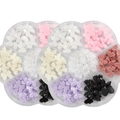 3D mixed color resin bow nail charms set in clear storage box with white faux pearls - 2-Box Bow Tie Set