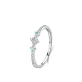 Elegant S925 silver ring featuring round white zirconia and light blue side stones - US Size 5 / Silver Main Stone Style