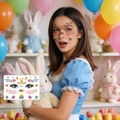 Easter facial temporary tattoo sticker BF-035 with colorful bunny and eggs patterns - Pastoral Bunny and Butterfly (BF-035)