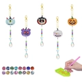 5-piece Halloween DIY diamond painting keychain kit with colorful charms and tools - Colorful Halloween Monster Style