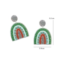 Détail de boucles d'oreilles sapin de Noël arc-en-ciel avec texte HO HO HO et taille 4,1 cm - Arc-en-ciel