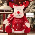 Plush Christmas reindeer gift bag with heart window and Happy Holiday embroidery - Joyful Christmas Apple Bag - Reindeer