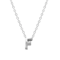 Minimalist 925 sterling silver necklace featuring a polished uppercase letter F pendant - Letter F / White Gold