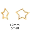 Minimalist 12mm 18K gold star hoop earrings with small hollow star drop for women - Star 12mm