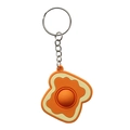Poppable toast with fried egg fidget toy keychain in orange and soft yellow silicone - Toast Style 1