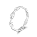 Anello in argento sterling S925 lucido con maglie a catena di ancora su sfondo bianco - Anello a Catena / Placcato Platino
