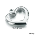 Ciondolo a cuore cavo in argento lucido acciaio inossidabile, misura 21x21mm e peso 4g - 21x21mm / Acciaio (KLJ2666-Z)