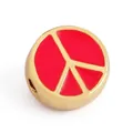 Red enamel peace sign charm bead in golden finish for DIY jewelry bracelet making - Peace Sign-Rose