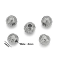 Five 6mm retro silver irregular metal beads with 2mm holes and embossed patterns - Style I / Steel
