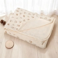 Detail of soft multi-layer cotton baby blanket with vintage brown floral print - 100*120CM / Korean Small Flower + Beige