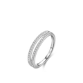 Double row S925 sterling silver ring with cubic zirconia inlay for women - US Size 6
