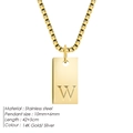 Golden stainless steel necklace featuring a rectangular pendant with the letter W engraving - Letter W / Steel