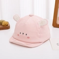 Detail of pink corduroy baby hat featuring cute plush ears and embroidered bear face - 48-50cm(6 Months-2 Years) / 3D Ears Bear Style / Pink
