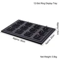 Black leather 12-slot ring display tray for jewelry storage, 30x20cm organizer - 12-Slot Ring Display Tray (Black)